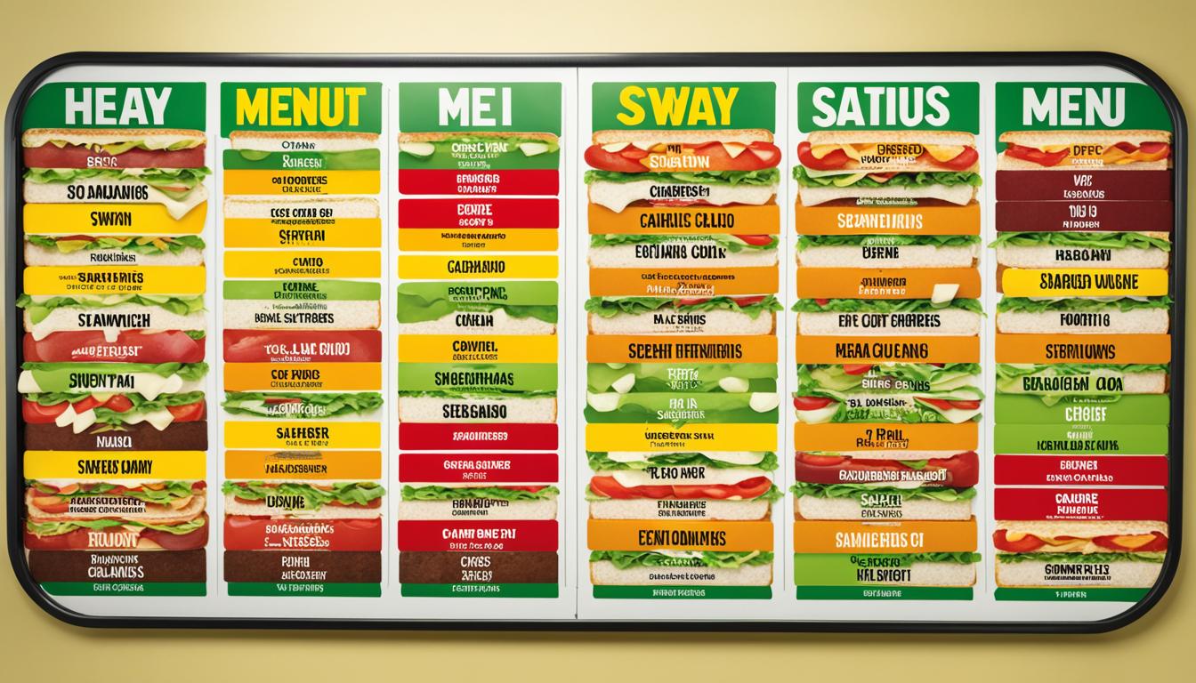 subway menu calories